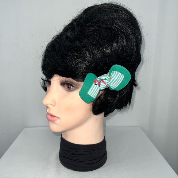 Flamingo and Stripes Retro Bandana Knotted Hair Bow - Picture 5 of 11